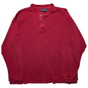 Cherokee‎ Red Waffle Knit Thermal XL Henley Long Sleeve Cotton Shirt